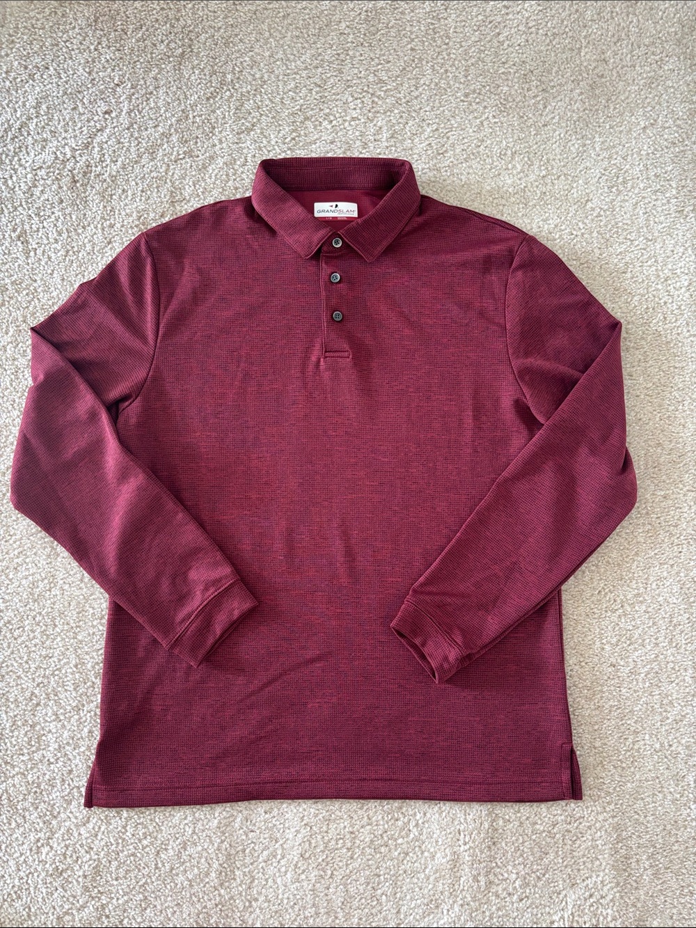 Grand Slam Long-Sleeve Polo Shirt - Burgundy Heather